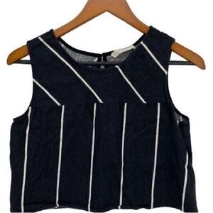 Mango Black and White Striped Crop Top